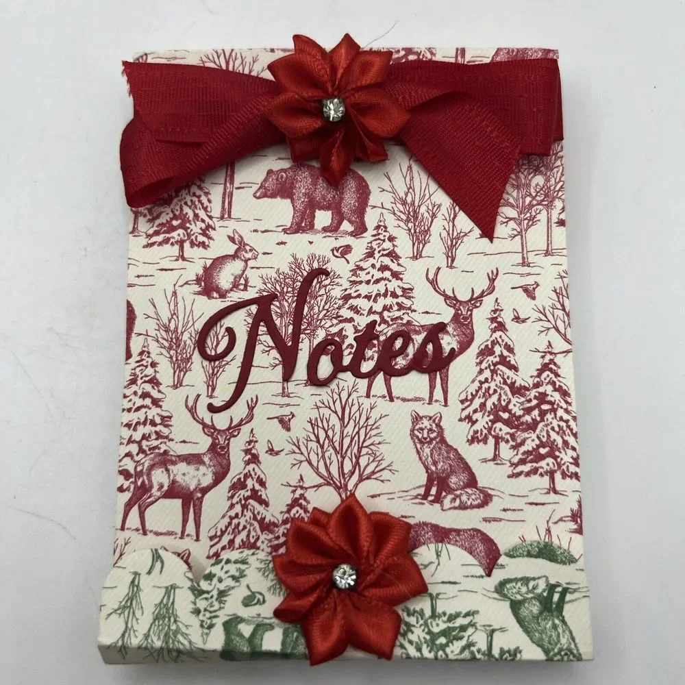 Handmade Christmas Holiday Notes Notepad W/ Little‎ Pen Great Stocking Stuffer